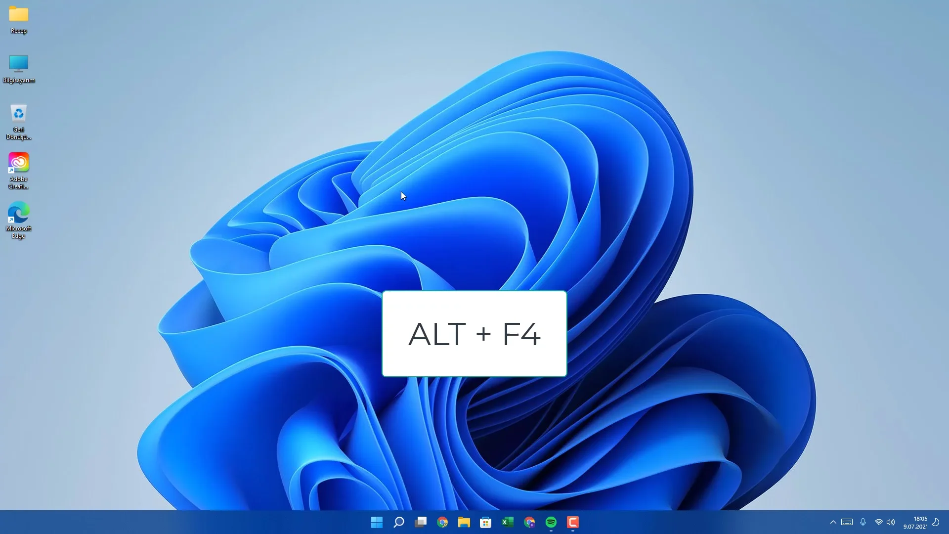 Sử dụng Alt + F4 ở giao diện Desktop 