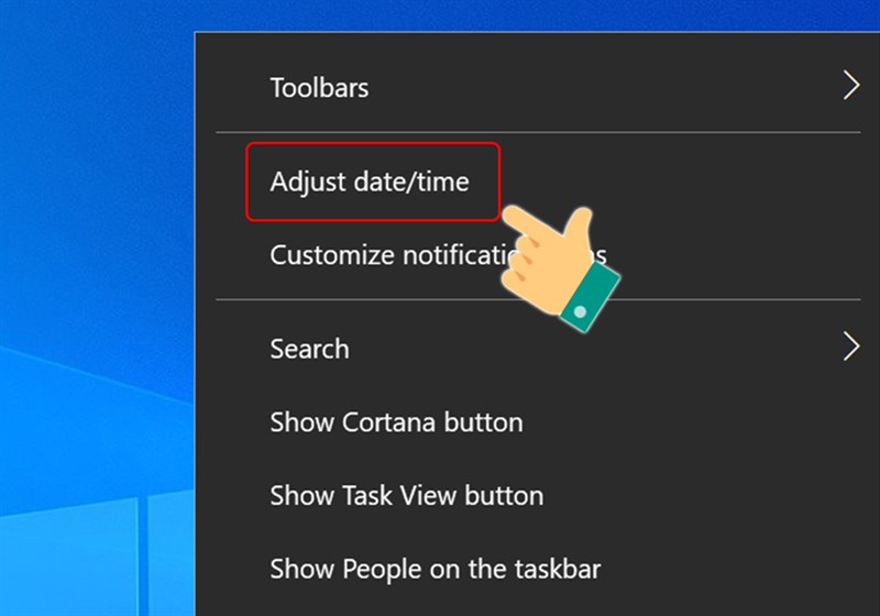 Chọn dòng Adjust date/time