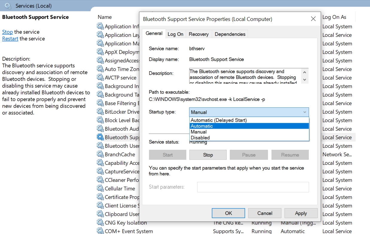 Hướng dẫn khởi động lại Bluetooth Support Services để sửa lỗi Bluetooth