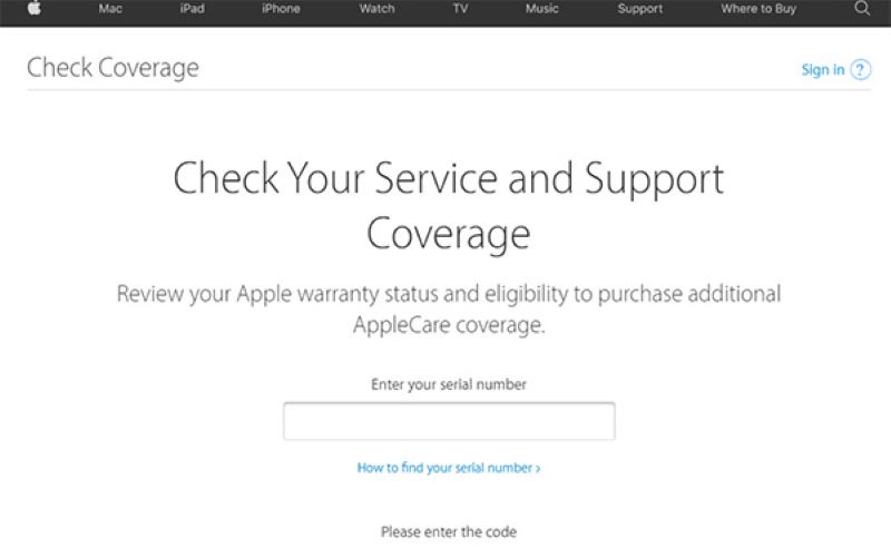 MacBook check serial với trang web Check Coverage