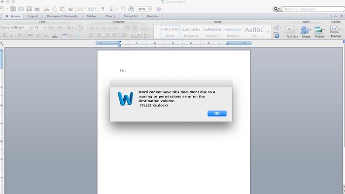 Lỗi không lưu được file word trên Macbook